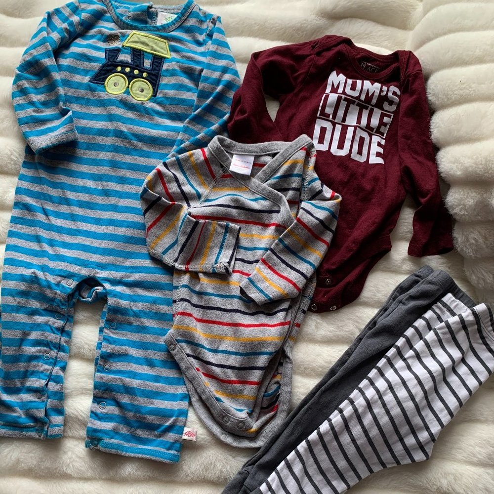 Bundle 5 pc Long sleeve onesie with pants boys